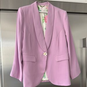 JB by Julie Brown Lilac Shawl Collar Blazer with Floral Button